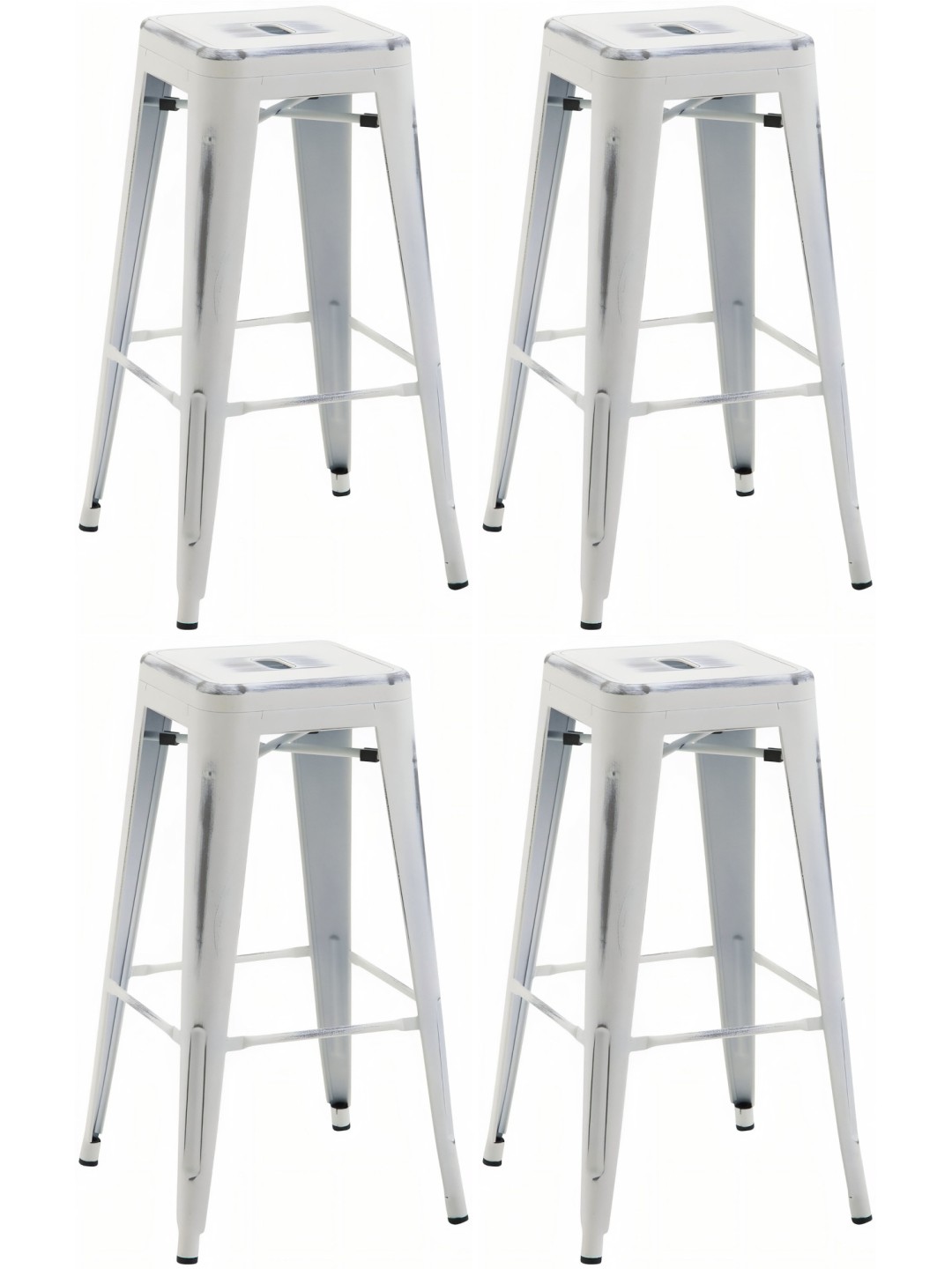 Lot de 4 tabourets de bar Joshua, blanc antique
