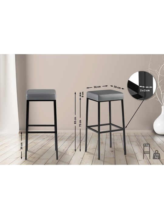 Tabouret de bar Montréal B85, gris