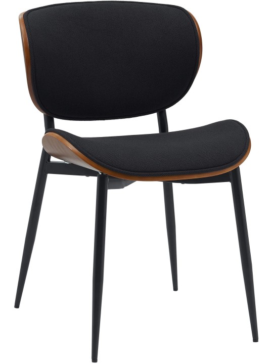 Chaise visiteur Enid tissu, noyer/noir