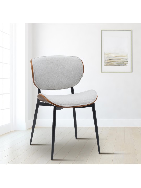 Chaise visiteur Enid tissu, noyer/crème