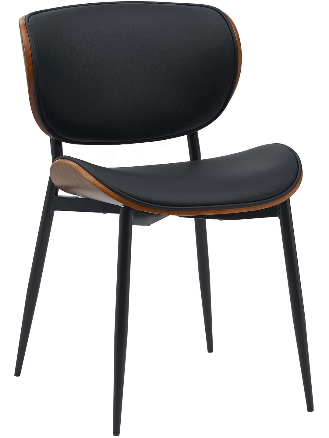 Chaise visiteur Enid simili cuir, noyer/noir