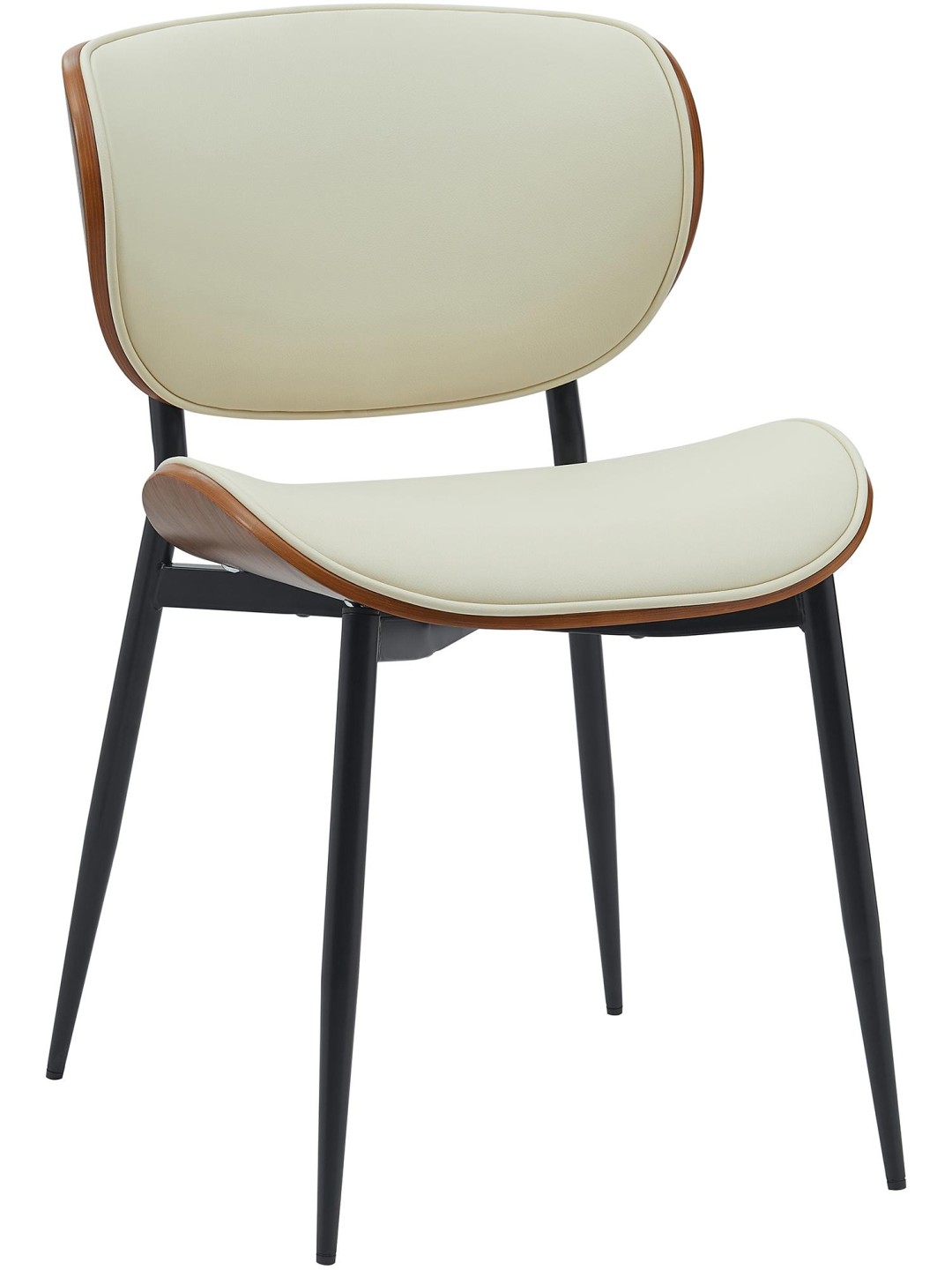 Chaise visiteur Enid simili cuir, noyer/crème