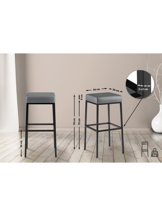 Tabouret de bar Montréal B80, gris
