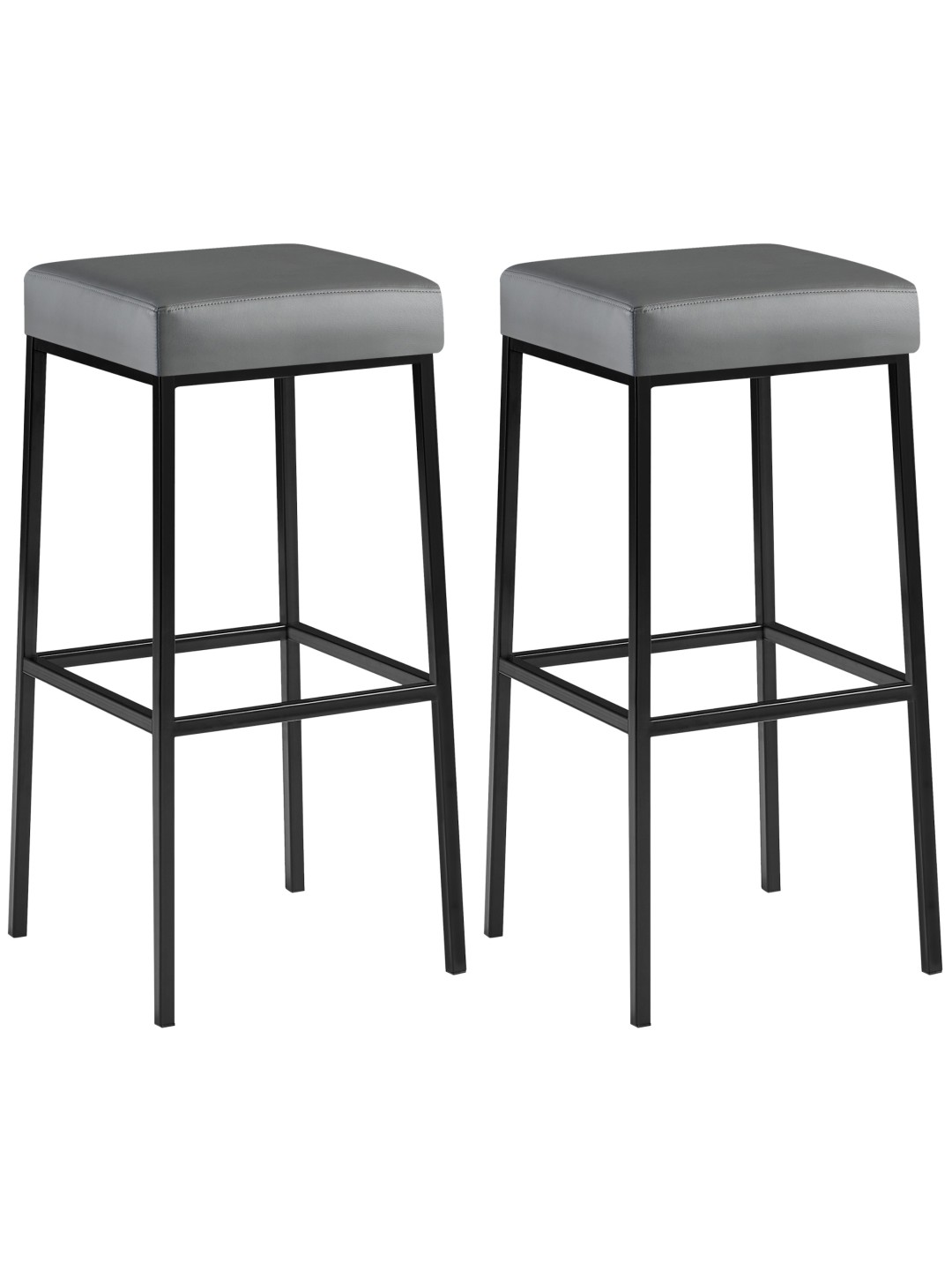 Lot de 2 tabourets de bar Montréal 85 simili cuir, gris