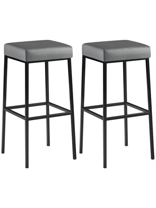 Lot de 2 tabourets de bar Montréal 85 simili cuir, gris