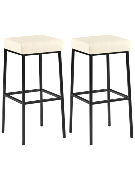 Lot de 2 tabourets de bar Montréal 85 simili cuir, crème