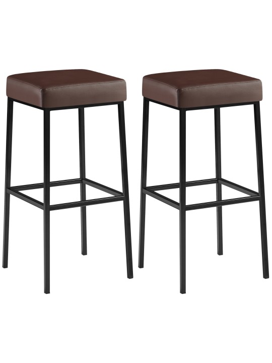 Lot de 2 tabourets de bar Montréal 85 simili cuir, brun