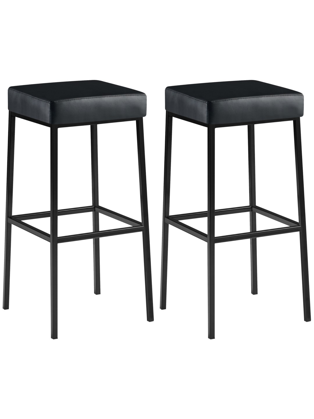 Lot de 2 tabourets de bar Montréal 85 simili cuir, noir