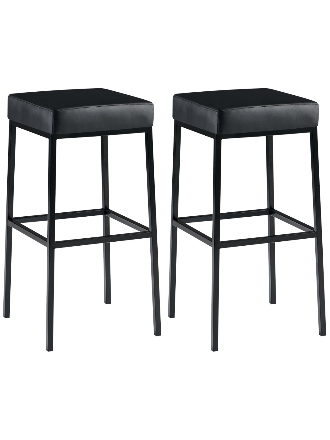 Lot de 2 tabourets de bar Montréal 80 simili cuir, noir