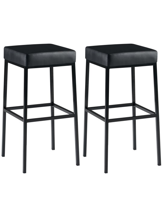 Lot de 2 tabourets de bar Montréal 80 simili cuir, noir Lot de 2 tabourets de bar Montréal 80 simili cuir, noir