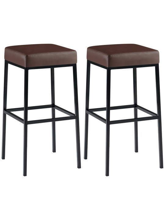 Lot de 2 tabourets de bar Montréal 80 simili cuir, brun