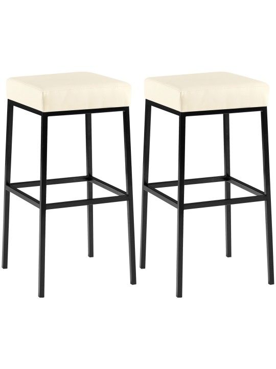 Lot de 2 tabourets de bar Montréal 80 simili cuir, crème