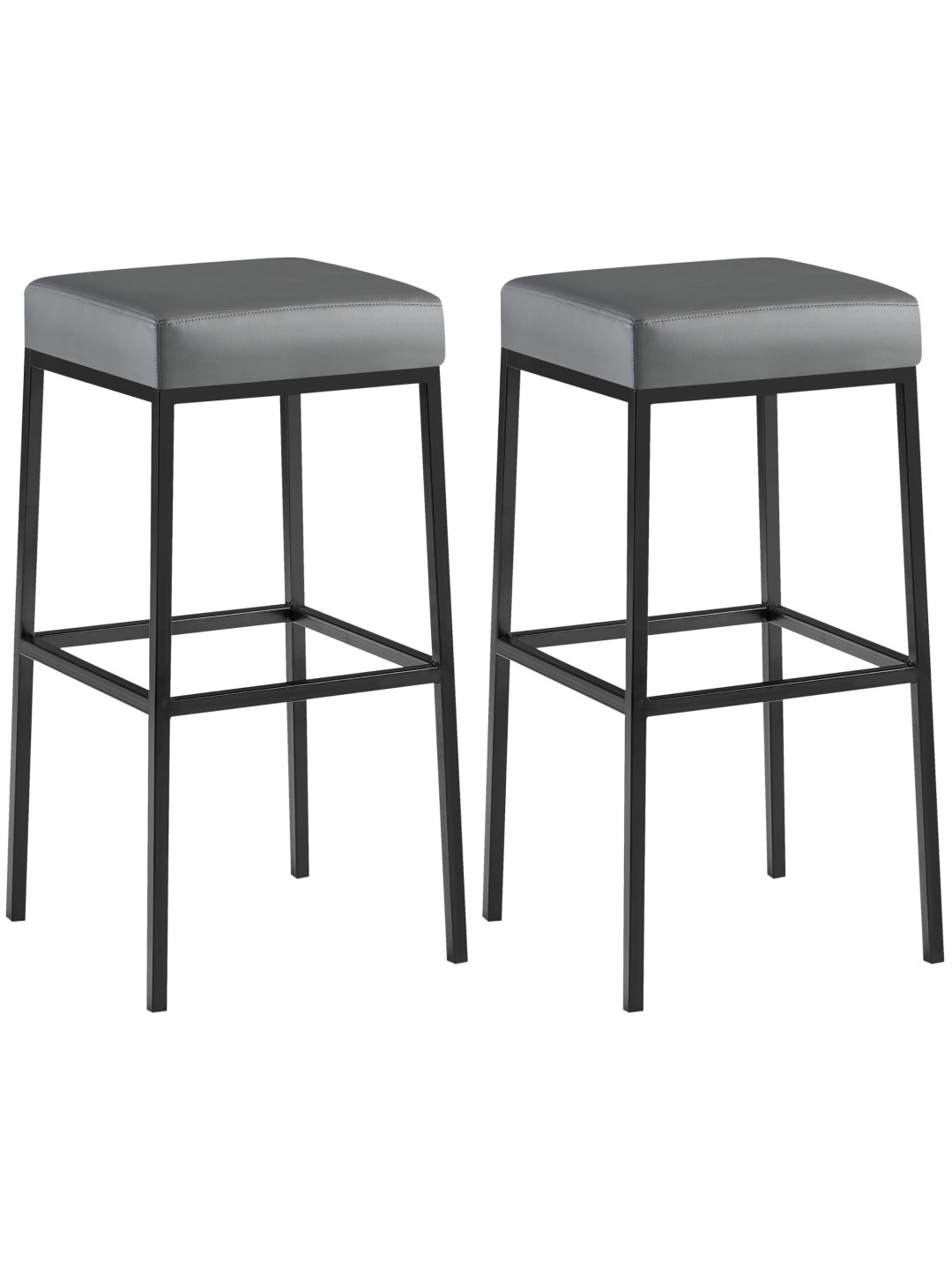 Lot de 2 tabourets de bar Montréal 80 simili cuir, gris