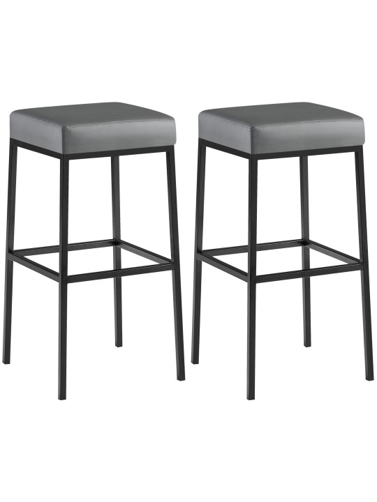 Lot de 2 tabourets de bar Montréal 80 simili cuir, gris