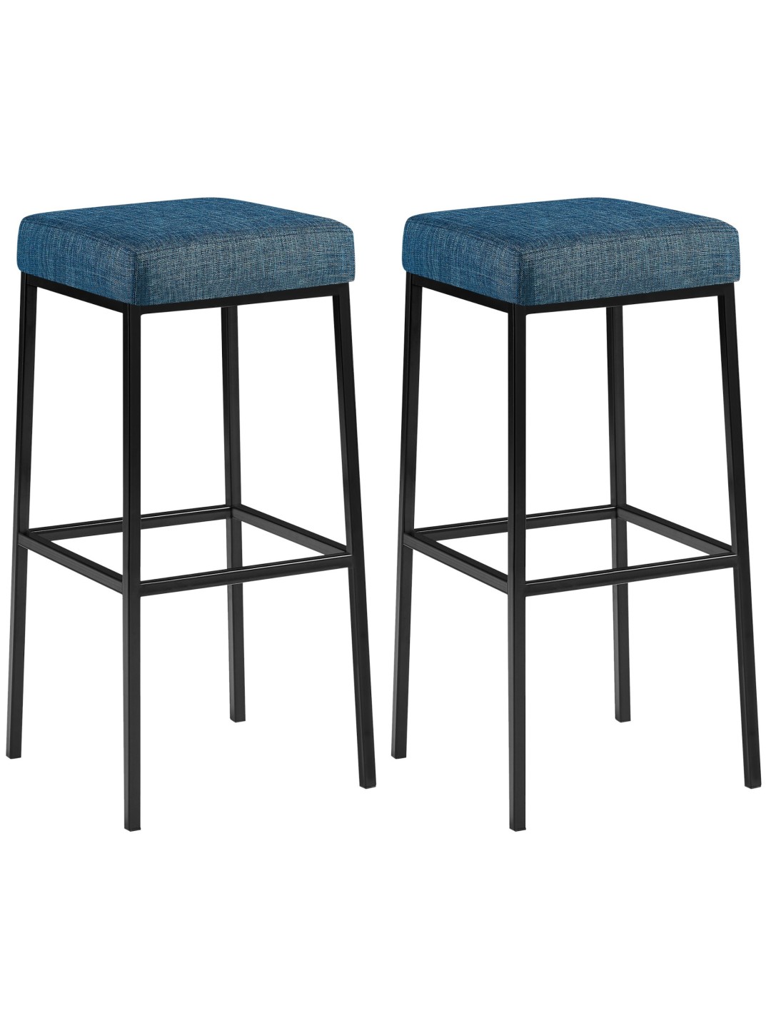 Lot de 2 tabourets de bar Montréal 85 tissu, bleu