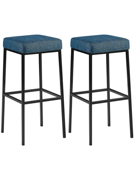 Lot de 2 tabourets de bar Montréal 85 tissu, bleu