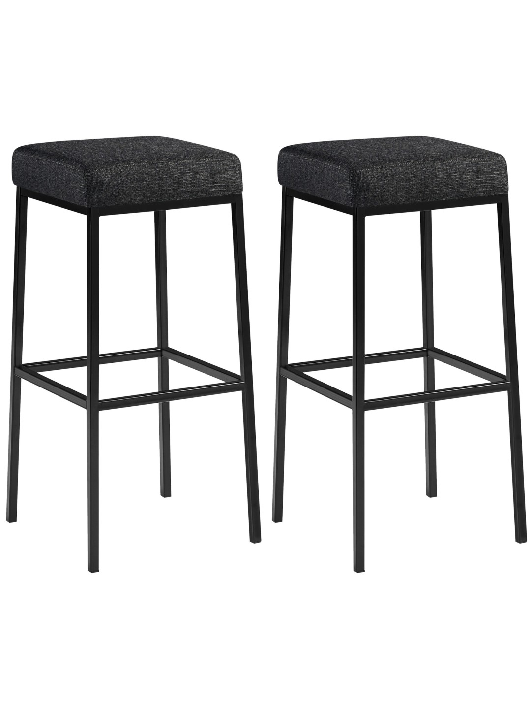 Lot de 2 tabourets de bar Montréal 80 tissu, gris foncé