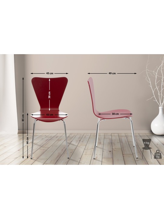 Lot de 2 chaises visiteurs Calisto, rouge