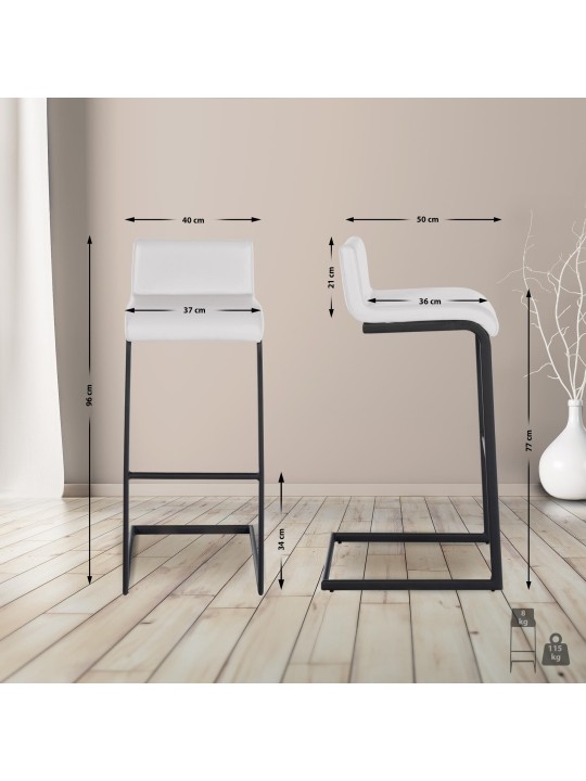 Tabouret de bar Newport simili cuir B, blanc