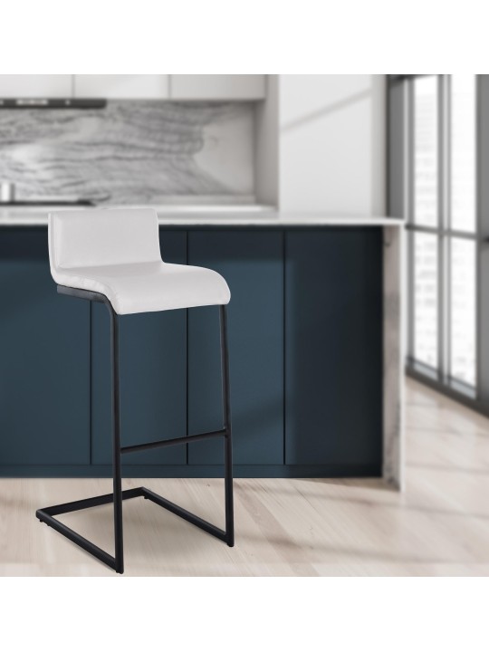 Tabouret de bar Newport simili cuir B, blanc