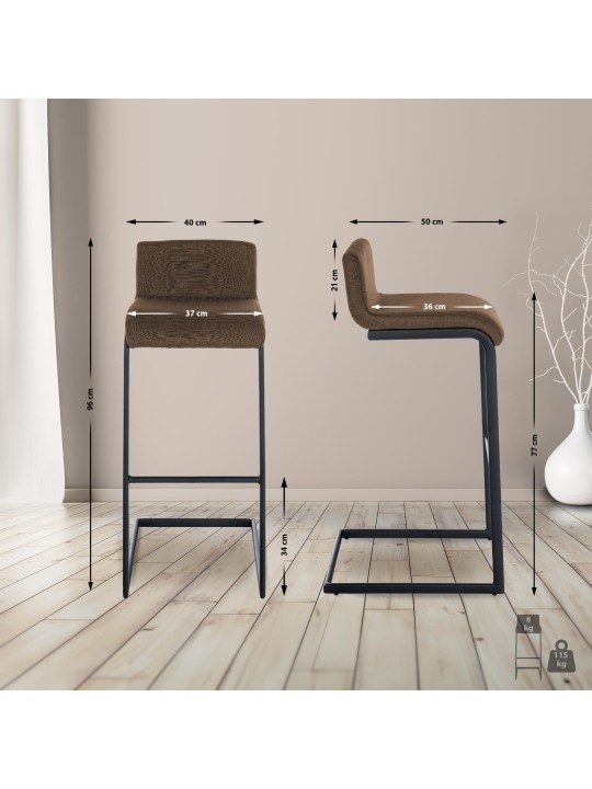 Tabouret de bar Newport tissu B, brun