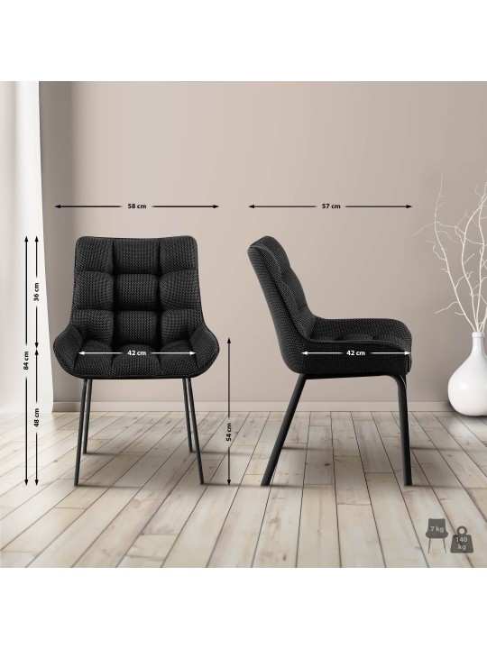 Chaise Saranda tissu, gris titane