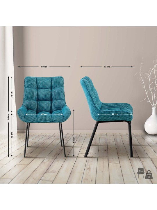 Chaise Saranda tissu, turquoise