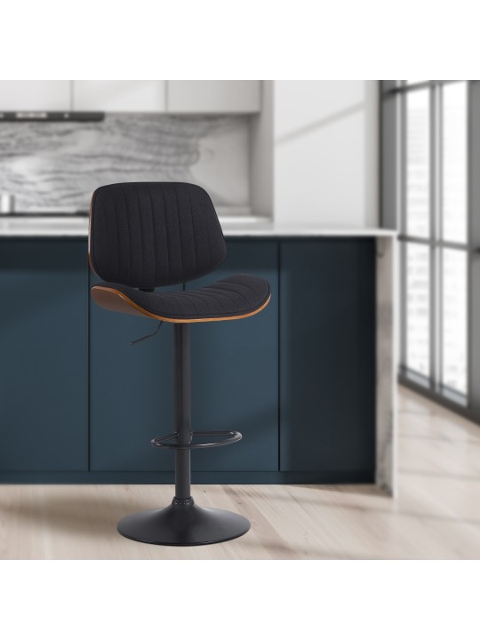 Tabouret de bar Clawson tissu, noyer/noir Tabouret de bar Clawson tissu, noyer/noir