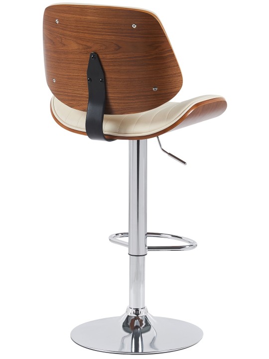 Tabouret de bar Clawson simili cuir chromé, noyer/crème