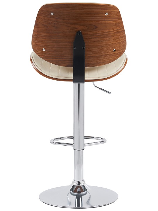 Tabouret de bar Clawson simili cuir chromé, noyer/crème