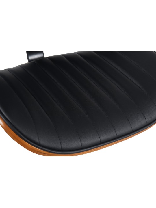 Tabouret de bar Clawson simili cuir chromé, noyer/noir