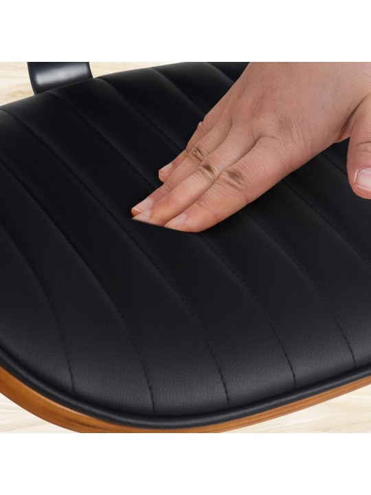 Tabouret de bar Clawson simili cuir chromé, noyer/noir