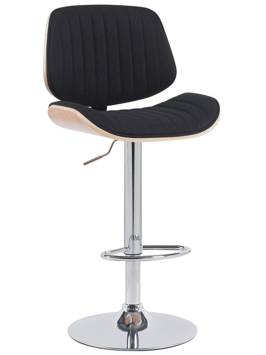 Tabouret de bar Clawson tissu chrome, naturel/noir