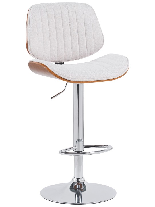 Tabouret de bar Clawson tissu chrome, noyer/crème
