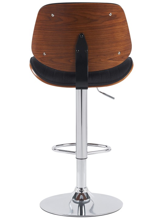 Tabouret de bar Clawson tissu chrome, noyer/noir
