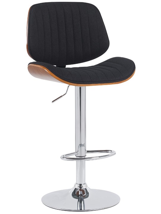 Tabouret de bar Clawson tissu chrome, noyer/noir