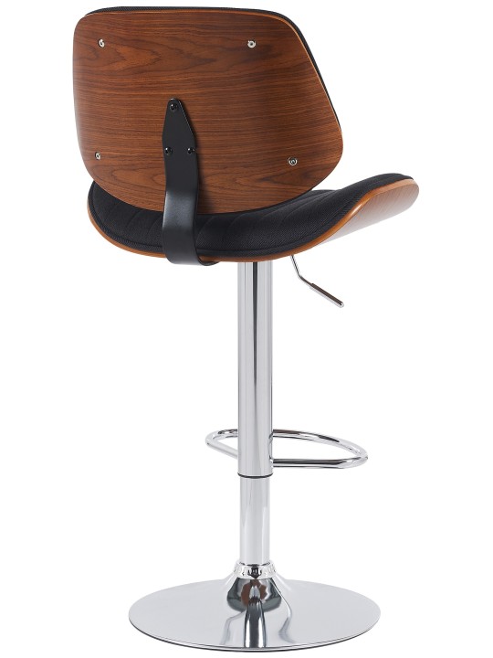 Tabouret de bar Clawson tissu chrome, noyer/noir