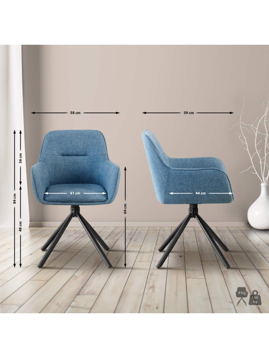 Chaise Tipton tissu, bleu