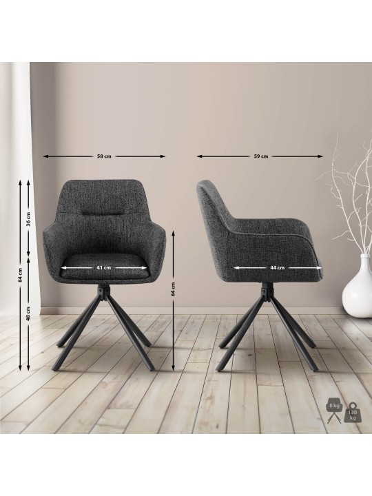 Chaise Tipton tissu, gris foncé