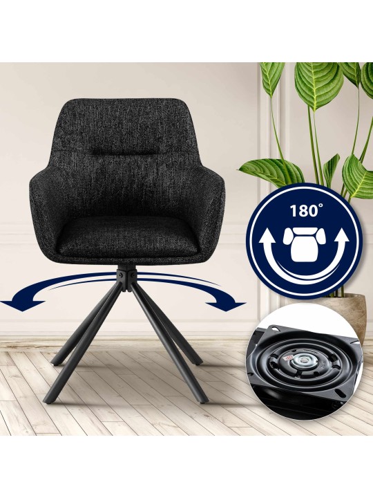 Chaise Tipton tissu, noir