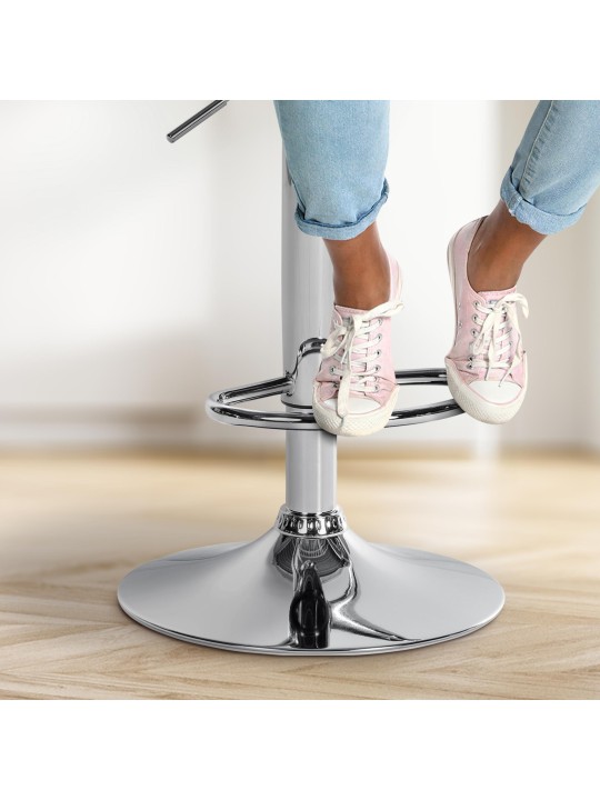 Tabouret de bar Olinda velours chrome, noir