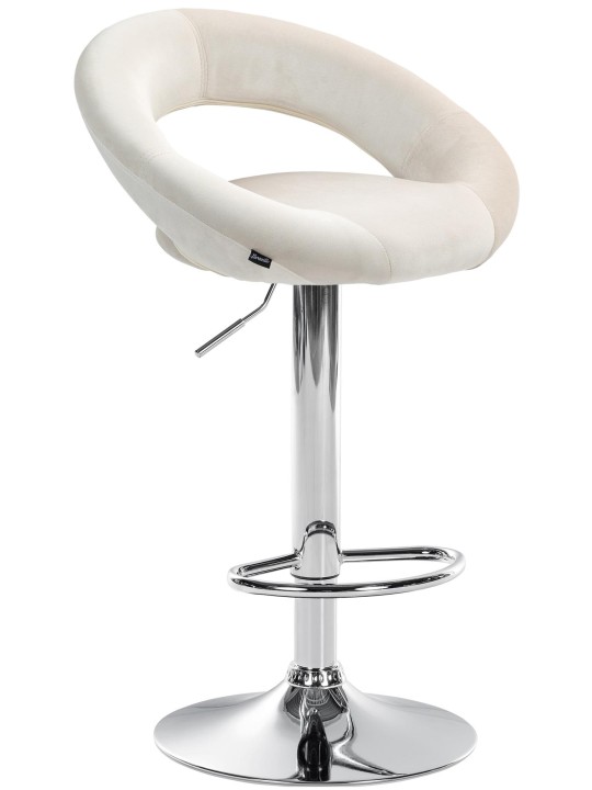 Tabouret de bar Olinda velours chrome, crème