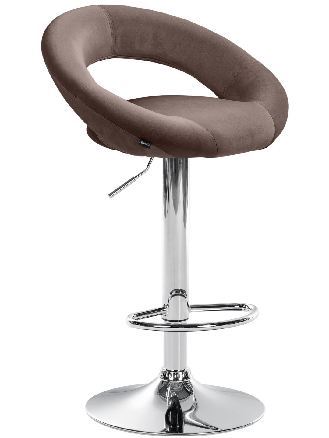 Tabouret de bar Olinda velours chrome, brun