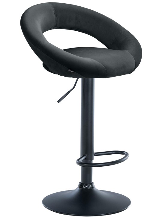 Tabouret de bar Olinda velours, noir