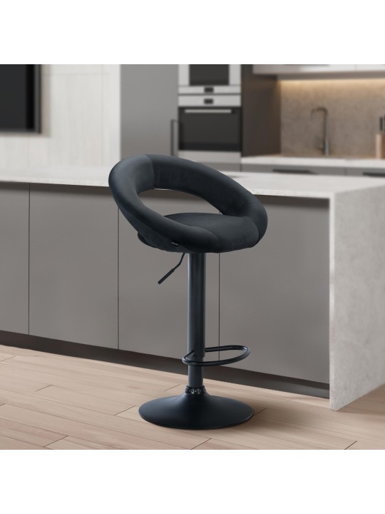 Tabouret de bar Olinda velours, gris foncé