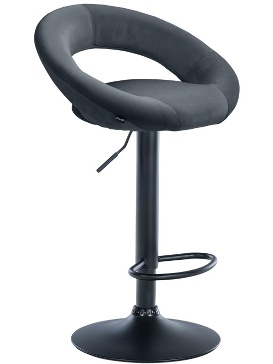 Tabouret de bar Olinda velours, gris foncé