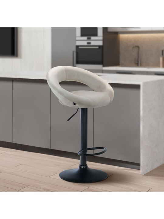 Tabouret de bar Olinda velours, crème