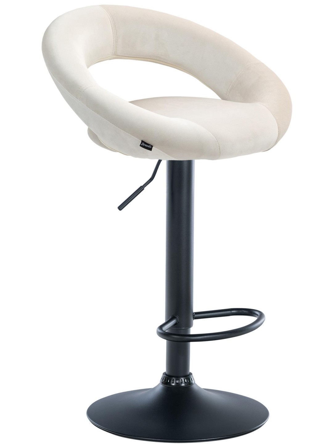 Tabouret de bar Olinda velours, crème