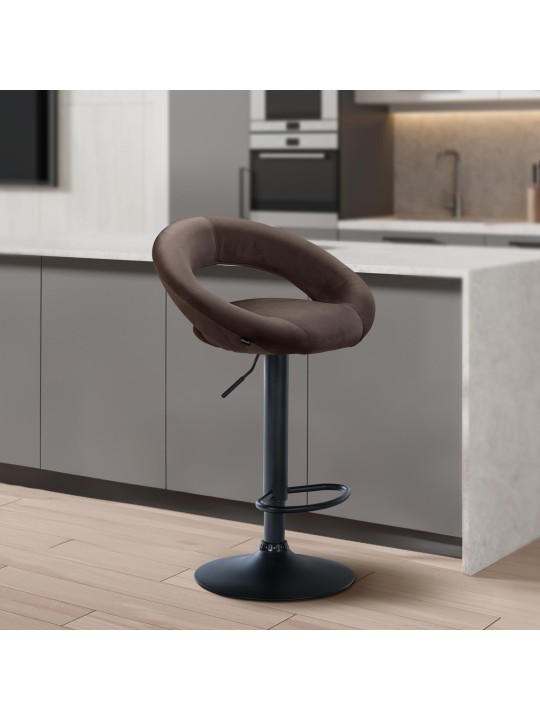 Tabouret de bar Olinda velours, brun