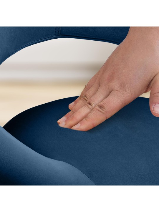 Tabouret de bar Olinda velours, bleu